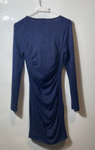 Load image into Gallery viewer, Express Womens Blue Long Sleeve Round Neck Bodycon Dress Size Small