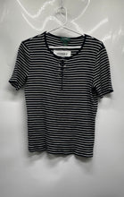 Load image into Gallery viewer, Lauren Ralph Lauren Womens Black Cotton Short Sleeve Striped T-Shirt Size Large