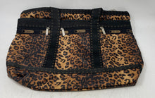 Load image into Gallery viewer, LeSportsac Womens Brown Black Leopard Print Outer Zip Pockets Tote Purse