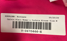Load image into Gallery viewer, Calvin Klein Womens Fuchsia Long Sleeve Split Neck Blouse Top Size Medium