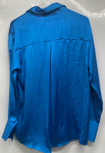 Load image into Gallery viewer, Zara Womens Blue Long Sleeve Collared Regular Fit Button-Up Shirt Size S