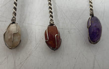 Load image into Gallery viewer, Lot Of 6 Pcs Silver-Tone Polished Stone Twisted Wire Mini Spoons With Box