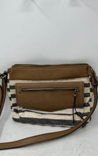 Load image into Gallery viewer, Relic Womens Brown White Striped Adjustable Strap Zip Top Lined Crossbody Bag