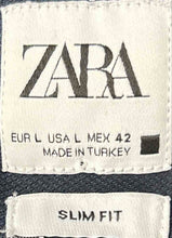 Load image into Gallery viewer, Zara Mens Blue White Printed Long Sleeve Slim Fit Button-Up Shirt Size L