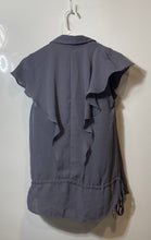 Load image into Gallery viewer, Zara Basic Womens Gray Flared Sleeve Drawstring Waist Ruffle Blouse Top Size XS
