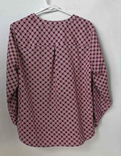 Load image into Gallery viewer, Notations Womens Red Floral Roll-Tab Sleeve Button Front Blouse Top Size L
