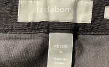 Load image into Gallery viewer, Liz Claiborne Womens Black Dark Wash Stretch Corduroy Bootcut Jeans Size 16P