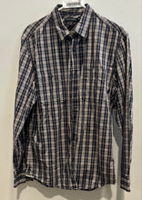 Load image into Gallery viewer, Banana Republic Mens Black White Plaid Long Sleeve Dress Shirt Size M 15-15.5