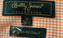 Load image into Gallery viewer, Bobby Jones Mens Orange White Plaid Long Sleeve Collared Dress Shirt Size M