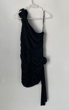 Load image into Gallery viewer, Forever 21 Womens Black One Shoulder Rosette Side Ruched Mini Dress Size S