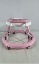 Load image into Gallery viewer, Wismind Pink White Adjustable Height Foldable Rolling Wheels Baby Walker