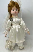 Load image into Gallery viewer, Decorative White Lace Dress Open Eyes Brown Hairs Fashion Porcelain Doll