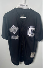 Load image into Gallery viewer, Copper Rivet Mens Black Chicago Patch Button Front Baseball Jersey Size Small