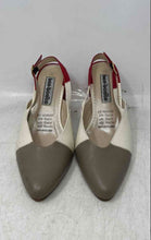 Load image into Gallery viewer, Bon Bonite Womens Red Beige Brown Colorblock Leather Slingback Heels Size 7.5