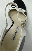 Load image into Gallery viewer, Charles David Womens Black White Leather Block T-Strap Pump Heels Size 37.5