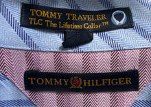 Load image into Gallery viewer, Tommy Hilfiger Mens Blue Striped Printed Long Sleeve Dress Shirt Size 16 L