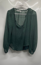 Load image into Gallery viewer, Abercrombie & Fitch Womens Green Polka Dot Sheer Long Sleeve Blouse Top Size M