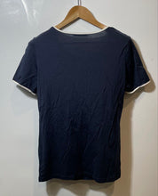Load image into Gallery viewer, Authentic Carolina Herrera Womens Dark Blue Cotton Ringer T-Shirt Size Medium