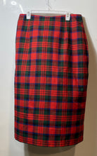 Load image into Gallery viewer, Michel Nicole Womens Red Green Plaid Button Knee Length Wrap Skirt Size Large