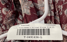 Load image into Gallery viewer, Lucky Brand Womens Burgundy Floral Chiffon Long Sleeve Blouse Top Size XL