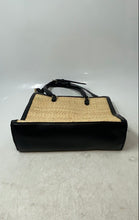 Load image into Gallery viewer, Victoria’s Secret Womens Black Beige Raffia Double Handle Satchel Purse