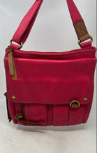 Load image into Gallery viewer, Fossil Womens Morgan Dark Pink Leather Adjustable Strap Zipper Crossbody Handbag