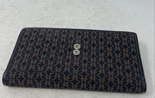 Load image into Gallery viewer, Fossil Womens Black Brown Monogram Print ID Window Card Holder Bifold Wallet