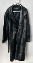 Load image into Gallery viewer, Oscar Armanno Collection Mens Black Leather Long Sleeve Trench Coat Size L