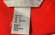 Load image into Gallery viewer, H&M Womens Orange Chiffon Pleated Front Short Flutter Sleeve Blouse Top Size 2