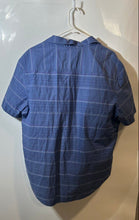 Load image into Gallery viewer, Calvin Klein Mens Blue Striped Print Cotton Short Sleeve Button-Up Shirt Size XL