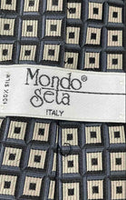 Load image into Gallery viewer, Mondo Seta Mens Blue Gray Geometric Print 100% Silk Adjustable Designer Necktie
