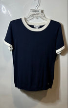 Load image into Gallery viewer, Calvin Klein Womens Blue White Short Sleeve Crew Neck Pullover T-Shirt Size L