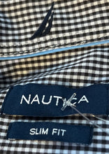 Load image into Gallery viewer, Nautica Mens Multicolor Gingham Slim Fit Collared Dress Shirt Size L 16-16.5