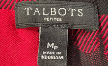 Load image into Gallery viewer, Talbots Womens Red Black Plaid Flannel Scottie Dog Button-Up Shirt Size MP