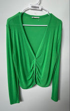 Load image into Gallery viewer, Zara Womens Green Long Sleeve V-Neck Button Front Cardigan Sweater Size Large