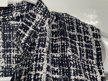 Load image into Gallery viewer, Theory Womens Sinaclaire Navy Blue White Abstract Plaid Silk Blouse Top Size S