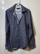 Load image into Gallery viewer, Zara Mens Blue Floral Slim Fit Long Sleeve Collared Button-Up Shirt Size M