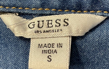 Load image into Gallery viewer, Guess Womens Blue Denim Long Sleeve Collared Button-Up Shirt Size Small