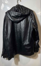 Load image into Gallery viewer, AC Dimilano Mens Black Faux Leather Long Sleeve Hooded Full-Zip Jacket Size L