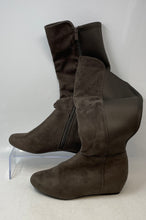 Load image into Gallery viewer, Aldo Womens Brown Suede Wedge Side-Zip Knee-High Boots Shoes Size 6.5