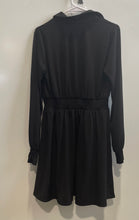 Load image into Gallery viewer, Michael Kors Womens Black Smocked Waist Long Sleeve Shirt Dress Size Medium
