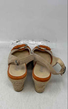Load image into Gallery viewer, Castell Womens Beige Suede Peep Toe Wedge Heel Espadrille Sandals Size EUR 36