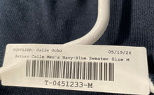 Load image into Gallery viewer, Arturo Calle Mens Navy Blue Long Sleeve V-Neck Pullover Sweater Size Medium