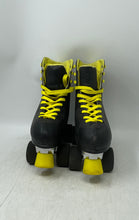 Load image into Gallery viewer, Smiley Skate Supply Womens Black Faux Leather Lace-Up Quad Roller Skates Size 6