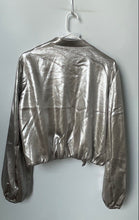 Load image into Gallery viewer, Zara Womens Gold Long Sleeve Full-Zip Cropped Jacket Size Medium