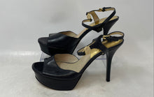 Load image into Gallery viewer, Michael Kors Womens Black Leather Ankle Strap High Platform Heels Shoes Size 8M