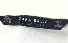 Load image into Gallery viewer, Zara Womens Off-White Long Sleeve Collared Button Front Ruffle Blouse Top Size M