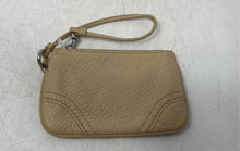 Load image into Gallery viewer, Coach Womens Beige Pebbled Leather Corner Zip Mini Wristlet Wallet