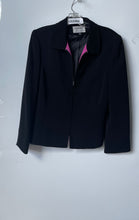 Load image into Gallery viewer, Kasper Womens Black Long Sleeve Stretch Collared Full Zip Jacket Size 14P
