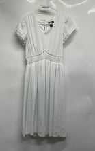 Load image into Gallery viewer, DKNY Womens White Short Sleeve Elastic Waist Long Fit & Flare Dress Size 10
